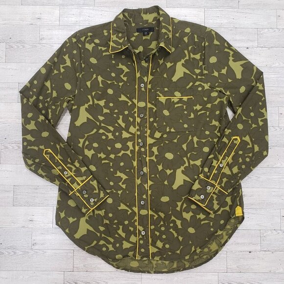J.Crew Button Up Shirt Floral Camo Retro Country Western Cowgirl Green Womens XS - Picture 7 of 11